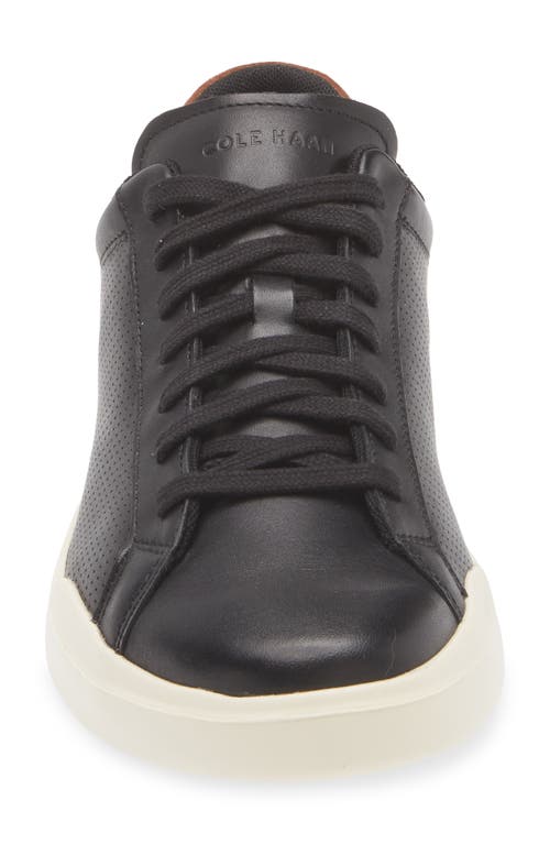 Cole Haan Grand Crosscourt Perforated Sneaker In Black/british Tan/ivory