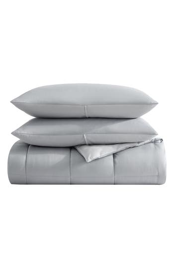 Nautica Longdale Solid Soft Microfiber Comforter Bedding Set In Medium Grey/light Grey