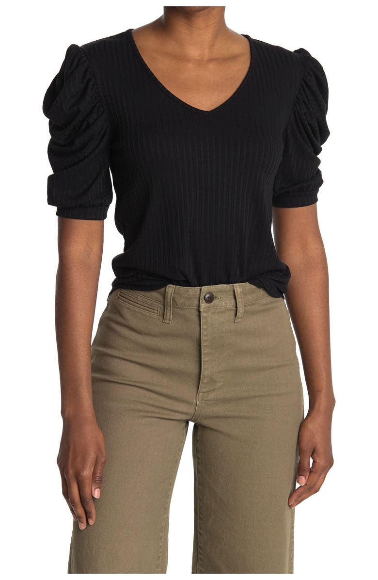 Forgotten Grace V-Neck Ruche Sleeve Blouse, Main, color, 