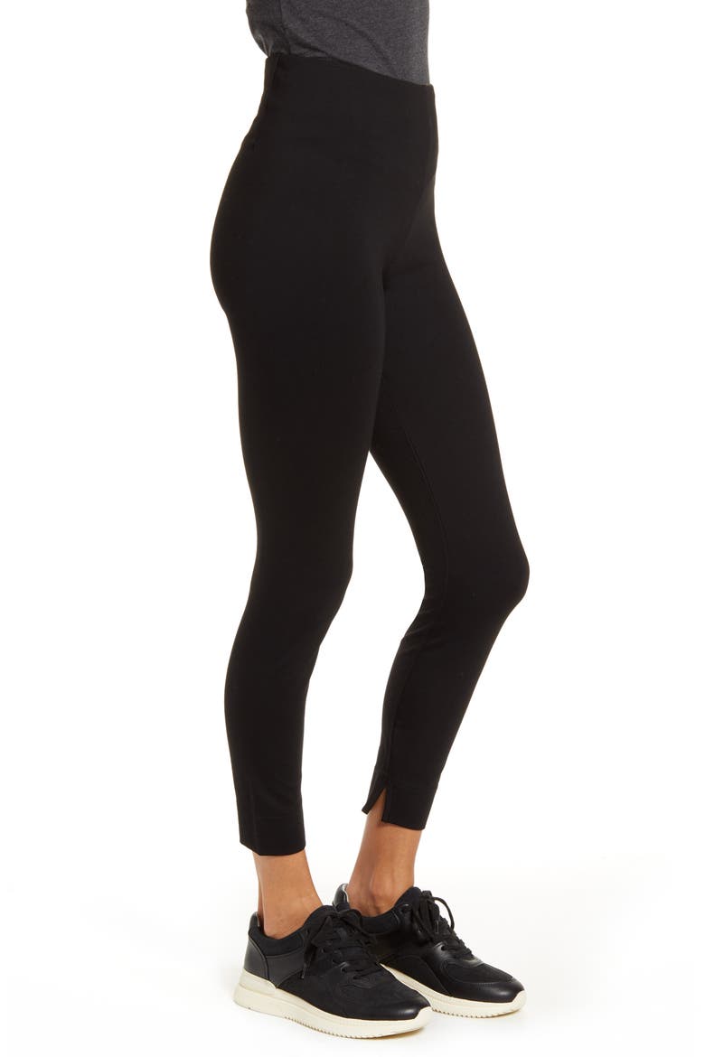 Lyssé Fennel Ankle Slit Leggings, Alternate, color, BLACK