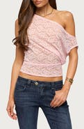 EDIKTED Kessa Off the Shoulder Sheer Lace Top