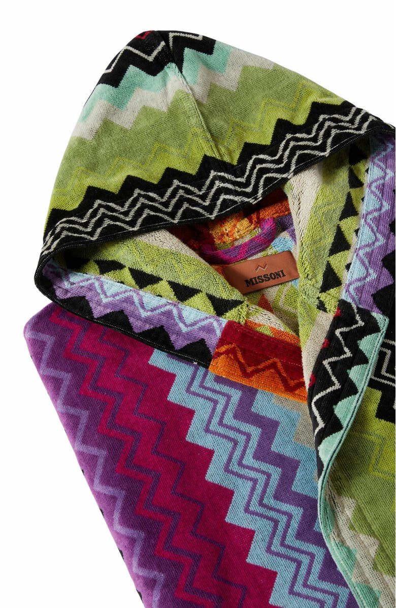 Missoni Home Giacomo Bathrobe In Cotton Terry With Zigzag Pattern, Alternate, color, Orange