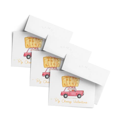 Valentine's Day Friendship Greeting Card Pack Sets, 'My Cheesy Valentine Mice' (3 ct)