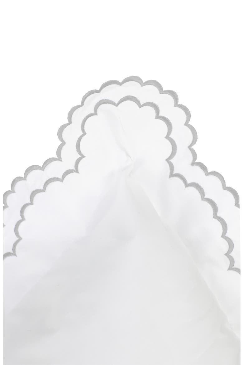 Embroidered Scallop Trim Cotton Percale Duvet Set, Alternate, color, GREY