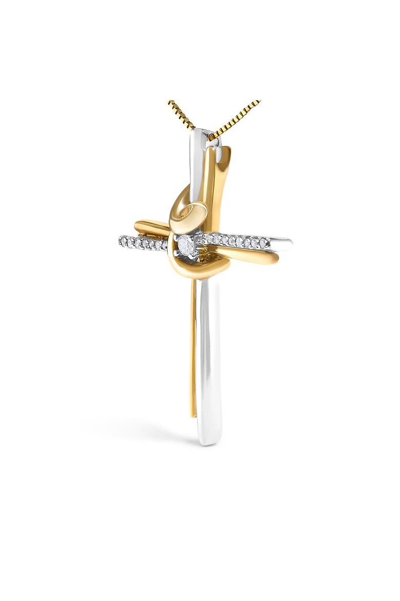 Espira 10K Two-Tone Gold Diamond-Accented Cross Pendant Necklace, Alternate, color, Yellow