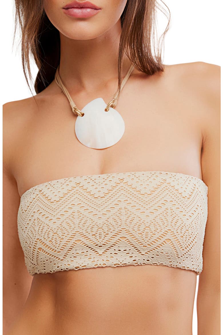 Lola Strapless Bandeau Bikini Top, Main, color, SAND