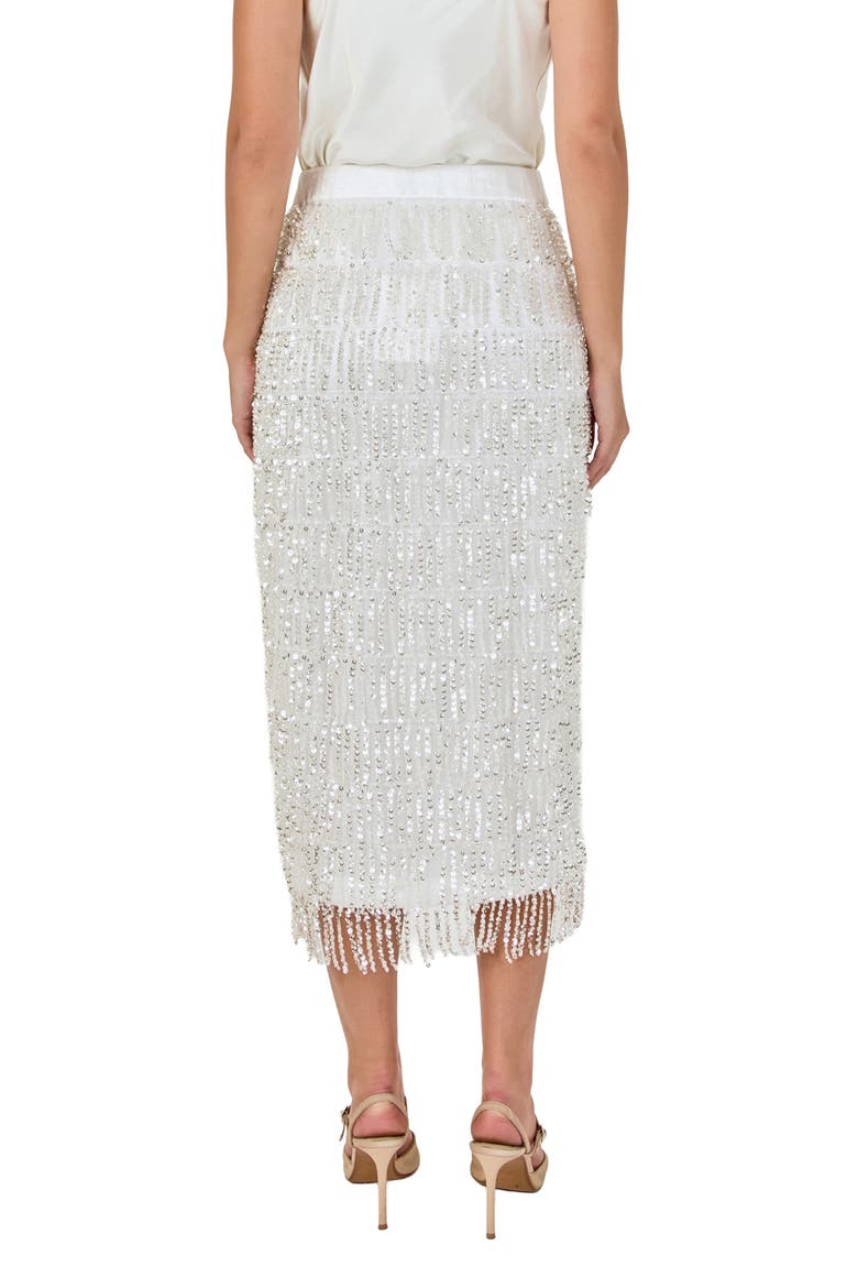Sequin Tassel Midi Skirt, Alternate, color, WHITE