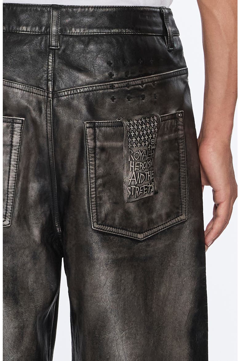 Blackjack Maxx High Waist Relaxed Wide Leg Leather Jeans, Alternate, color, BLACK