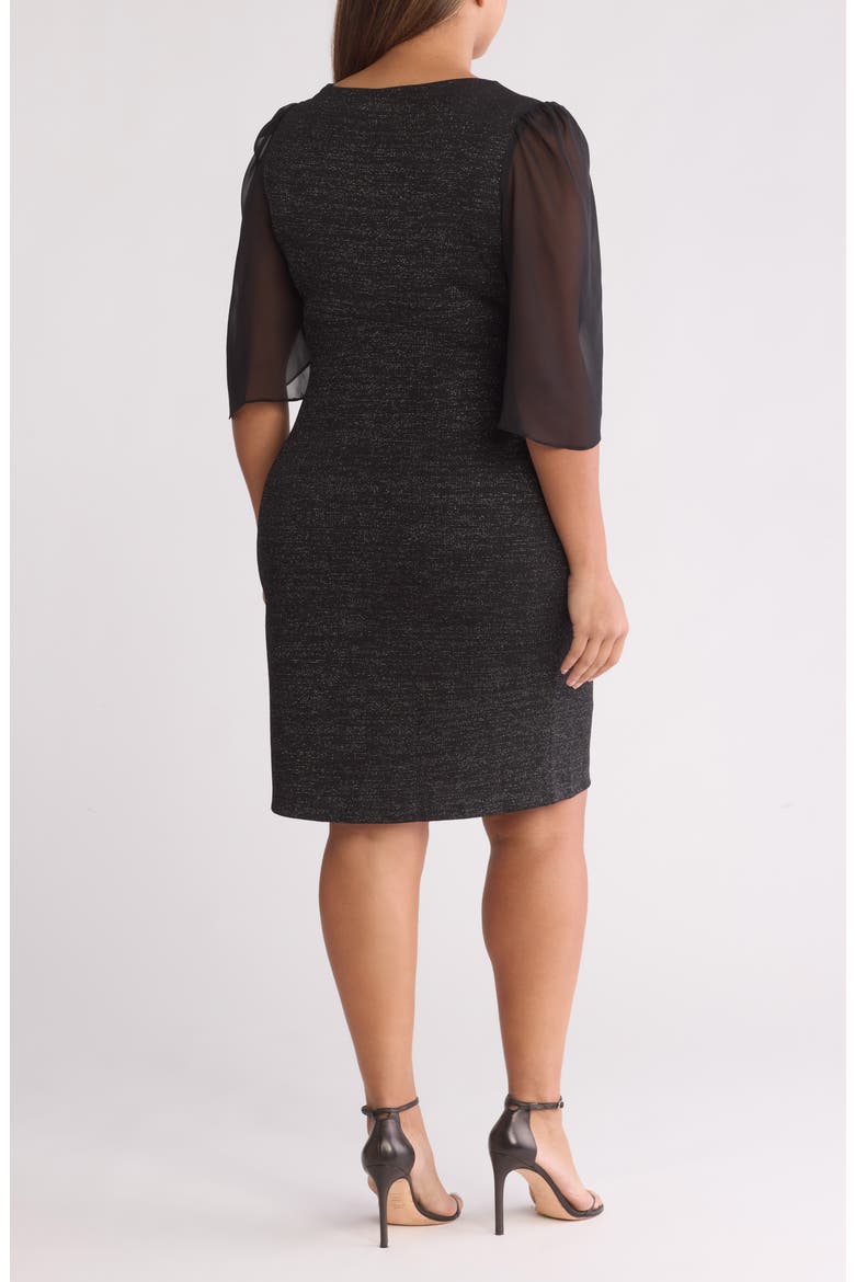 Chiffon Cape Sleeve Knit Dress, Alternate, color, BLACK