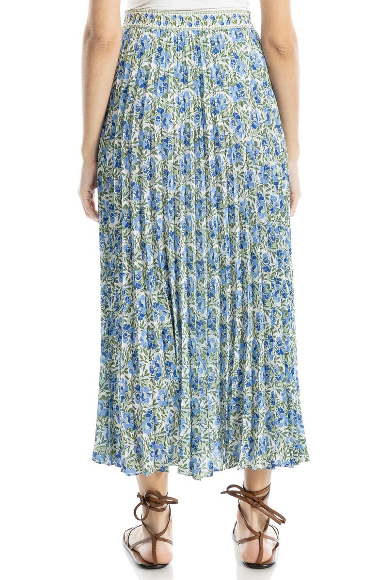 MAX STUDIO Pleated Maxi Skirt, Alternate, color, Cream/ Blue Multi