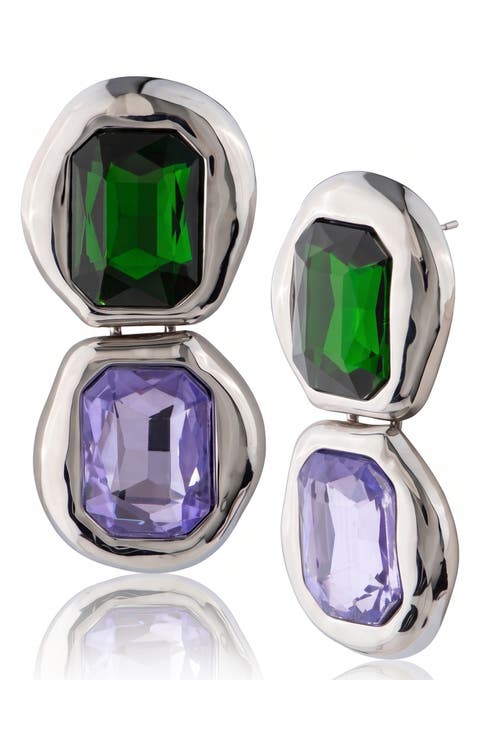 Chunky Tonal Crystal Drop Earrings