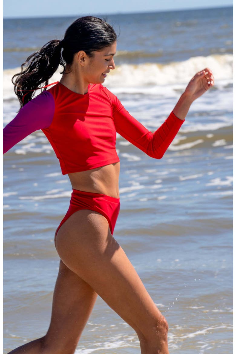 The Reversible High Waisted Bikini Brief, Alternate, color, Hyper Red/Berry