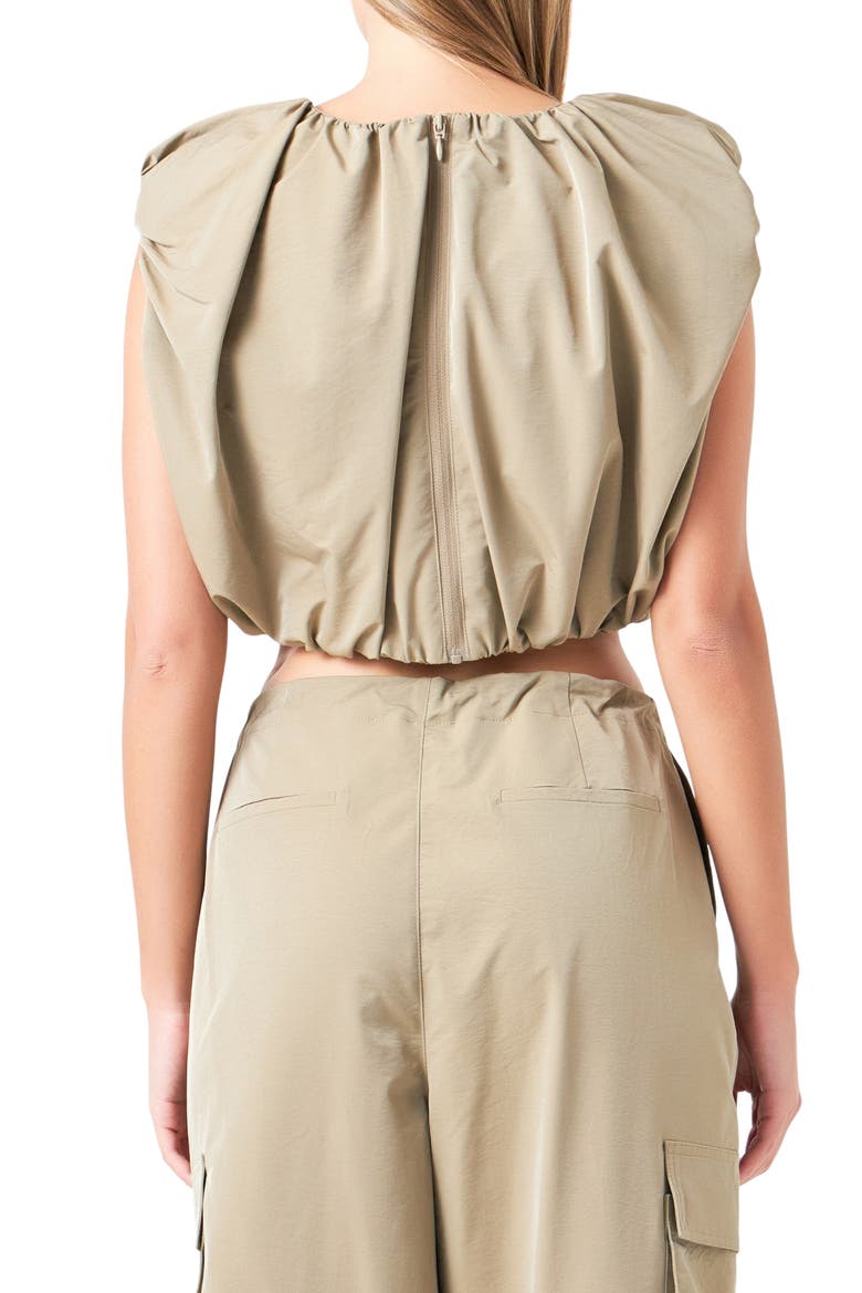 Sleeveless Cotton Crop T-Shirt, Alternate, color, KHAKI