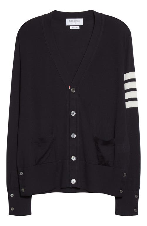 Thom Browne 4-bar Merino Wool Cardigan In Black