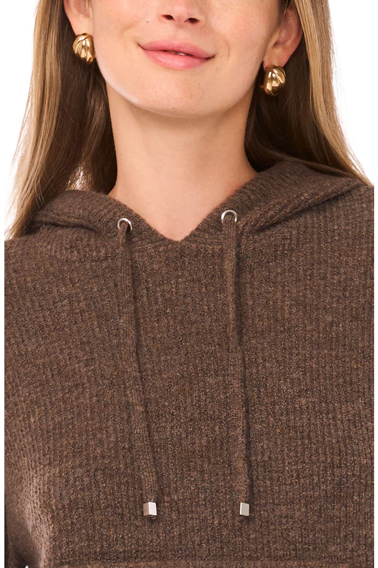Waffle Stitch Hooded Sweater, Alternate, color, MEDIUM BROWN