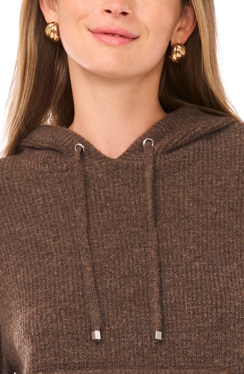 Halogen<sup>®</sup> Waffle Stitch Hooded Sweater, Alternate, color, Medium Brown
