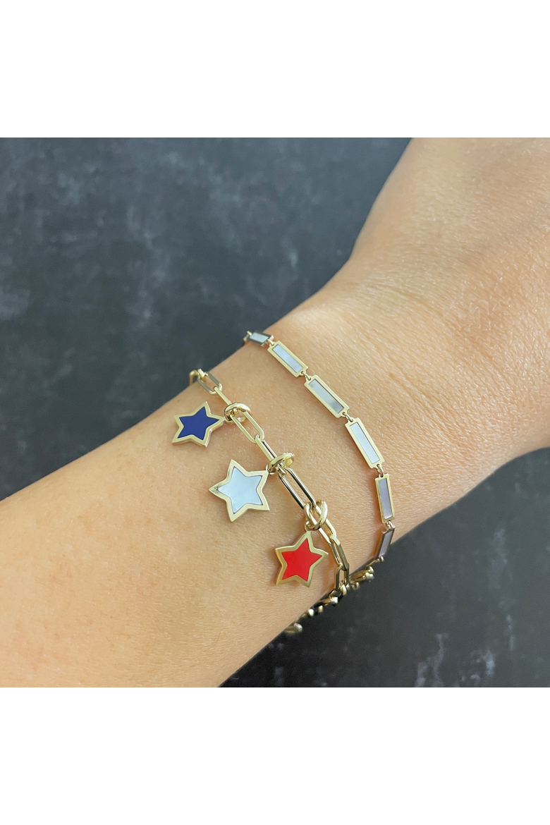 Mother of Pearl Bar Bracelet, Alternate, color, White
