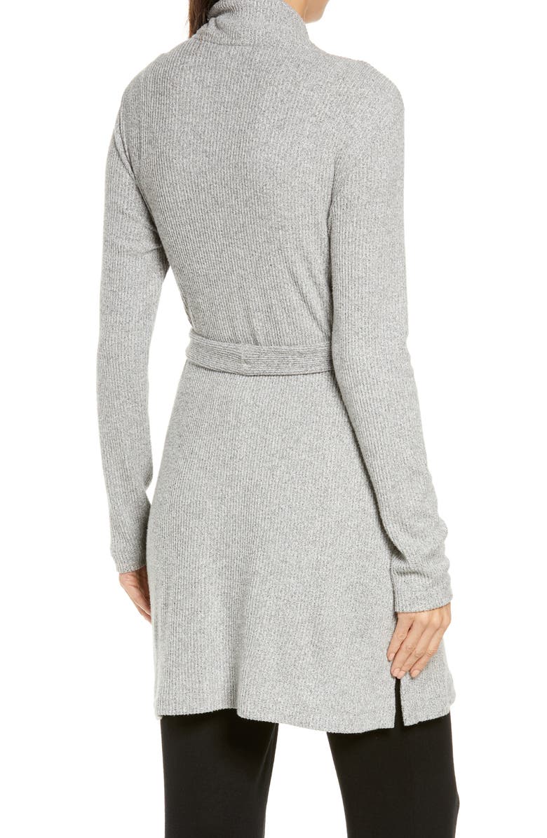 Natori Ulla Brushed Rib Wrap Cardigan, Alternate, color, Heg