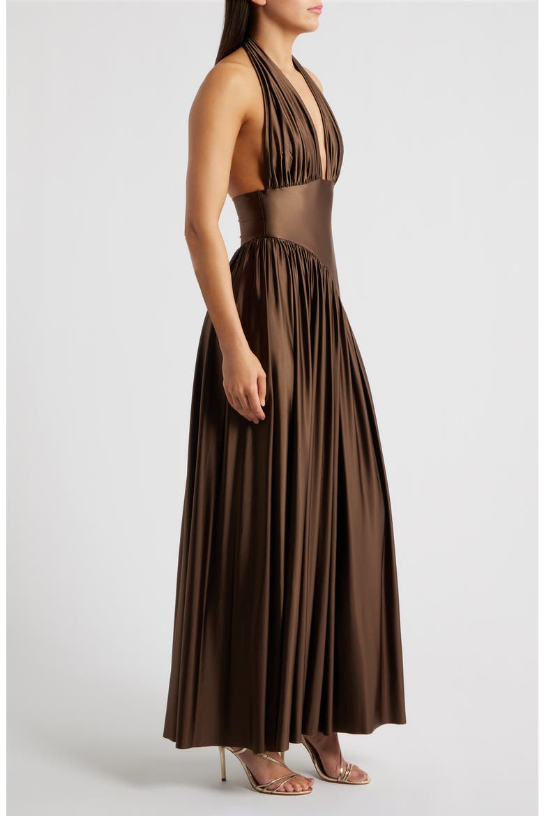 Rae Halter Gown, Alternate, color, BROWN