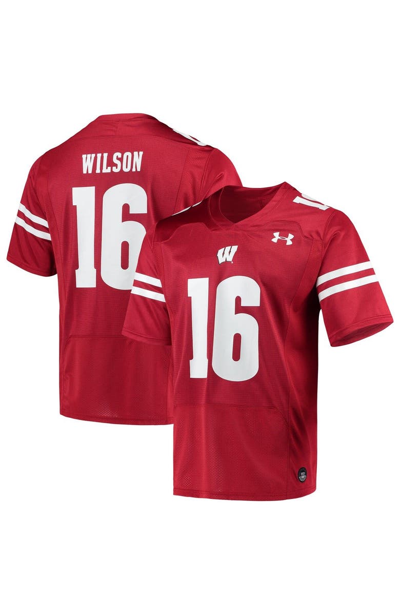 Under Armour Men's Under Armour Russell Wilson Red Wisconsin Badgers Replica Alumni Jersey, Main, color, 