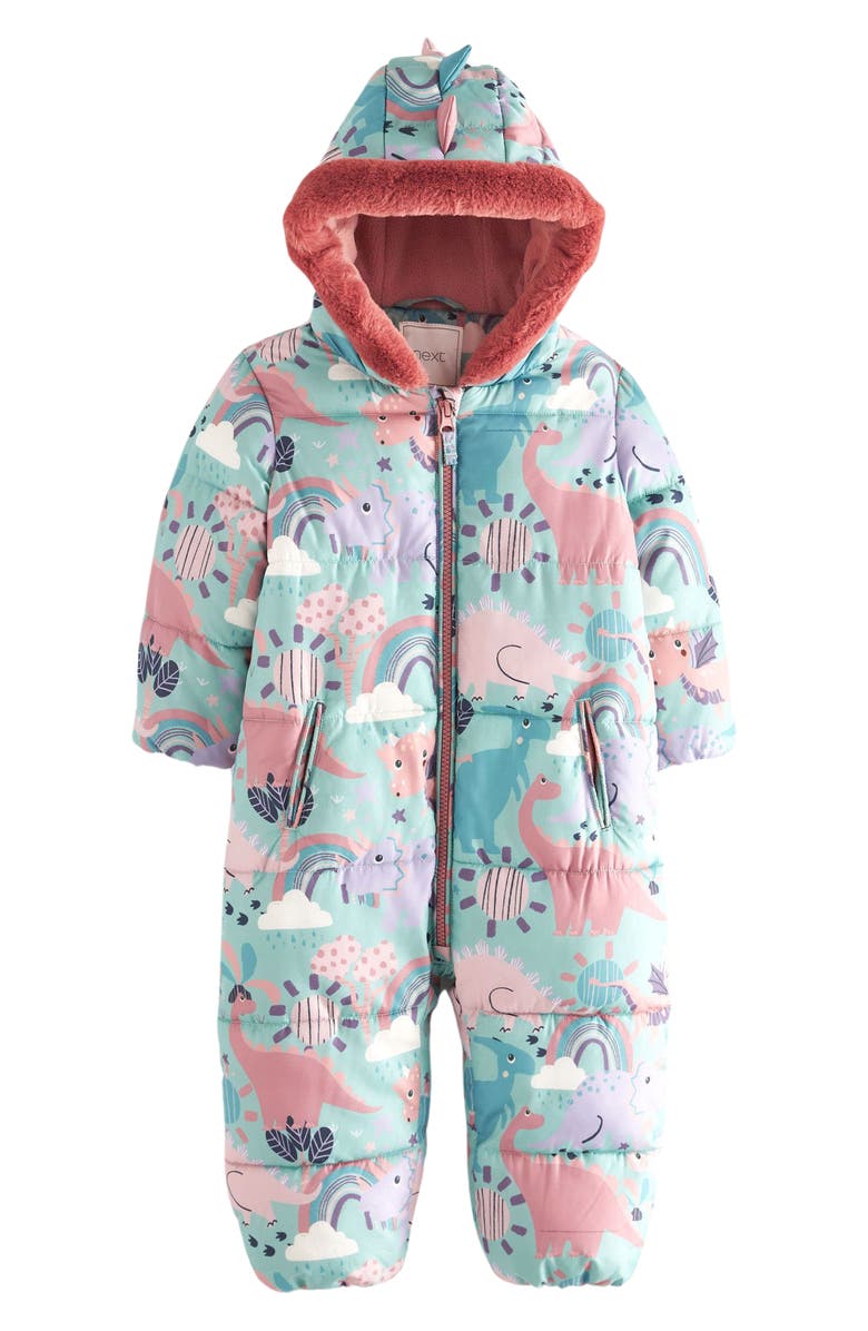 NEXT Kids' Dino Snowsuit with Faux Fur Trim, Main, color, 
