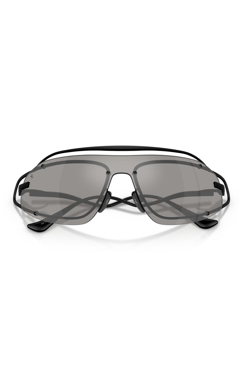 132mm Rimless Rectangular Sunglasses, Alternate, color, MATTE BLACK / GREY MIRROR