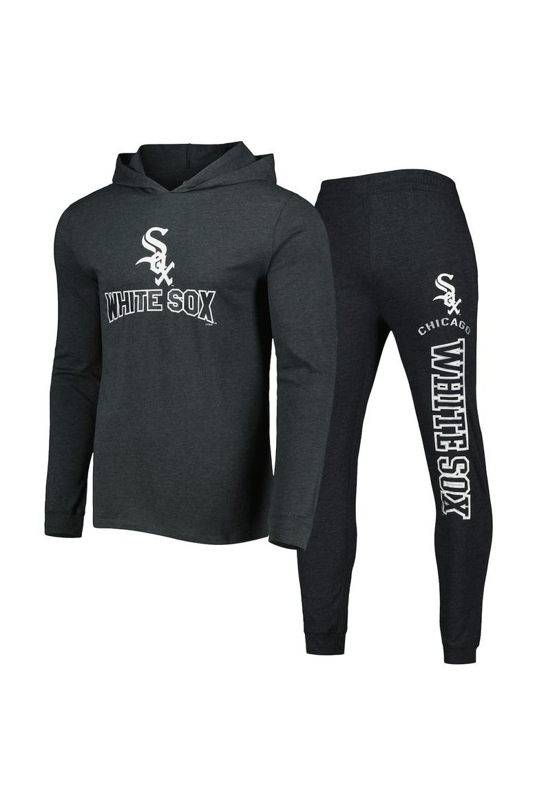 Men's Concepts Sport Heather Black/Heather Charcoal Chicago White Sox Meter Pullover Hoodie & Joggers Set, Main, color, Heather Black