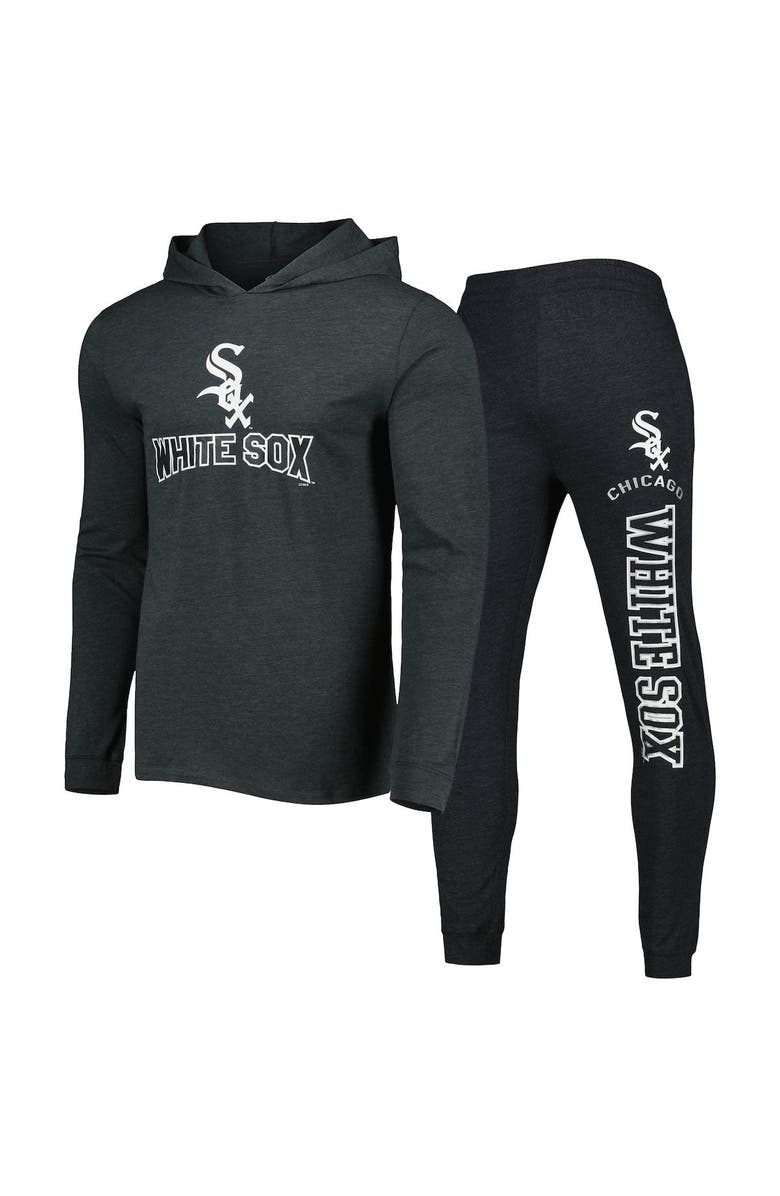 CONCEPTS SPORT Men's Concepts Sport Heather Black/Heather Charcoal Chicago White Sox Meter Pullover Hoodie & Joggers Set, Main, color,