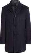 Zanella Drake Navy Felted Cashmere Overcoat with Removable Quilted Bib