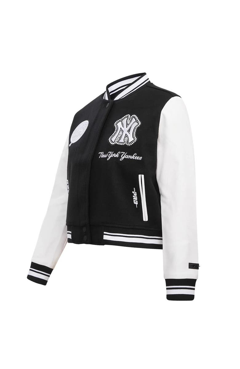 PRO STANDARD Women's Pro Standard Black New York Yankees Pearls Rib Wool Full-Zip Varsity Jacket, Alternate, color, Black