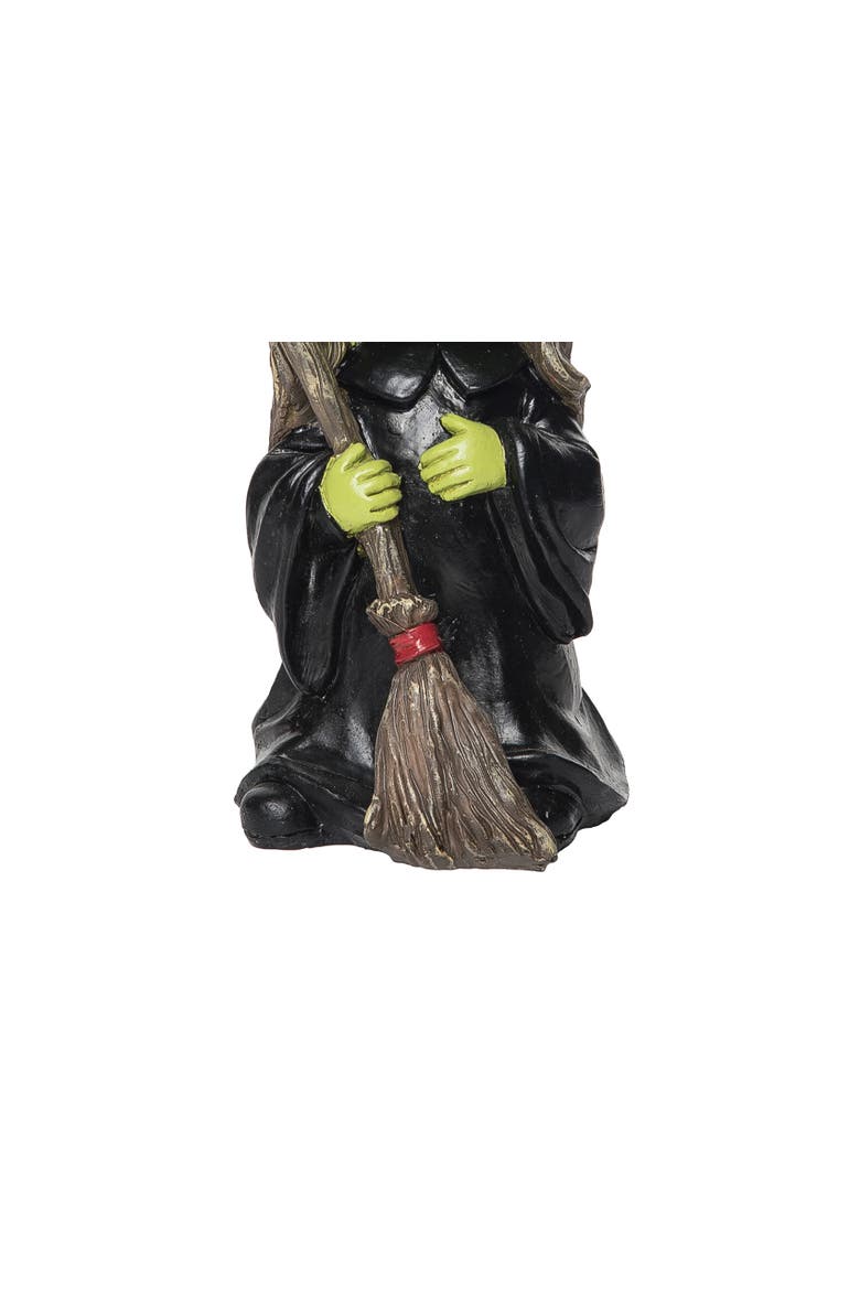 4.53" x 8.6" Happy Green Face Witch Decorative Halloween Figure Figurine, Alternate, color, Black