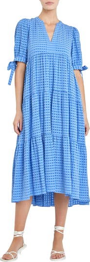 English Factory - Gingham Tiered Midi Dress COBALT / L English Factory - Gingham Tiered Midi Dress COBALT / L
