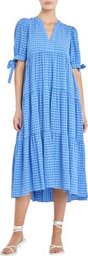 English Factory Gingham Tiered Midi Dress