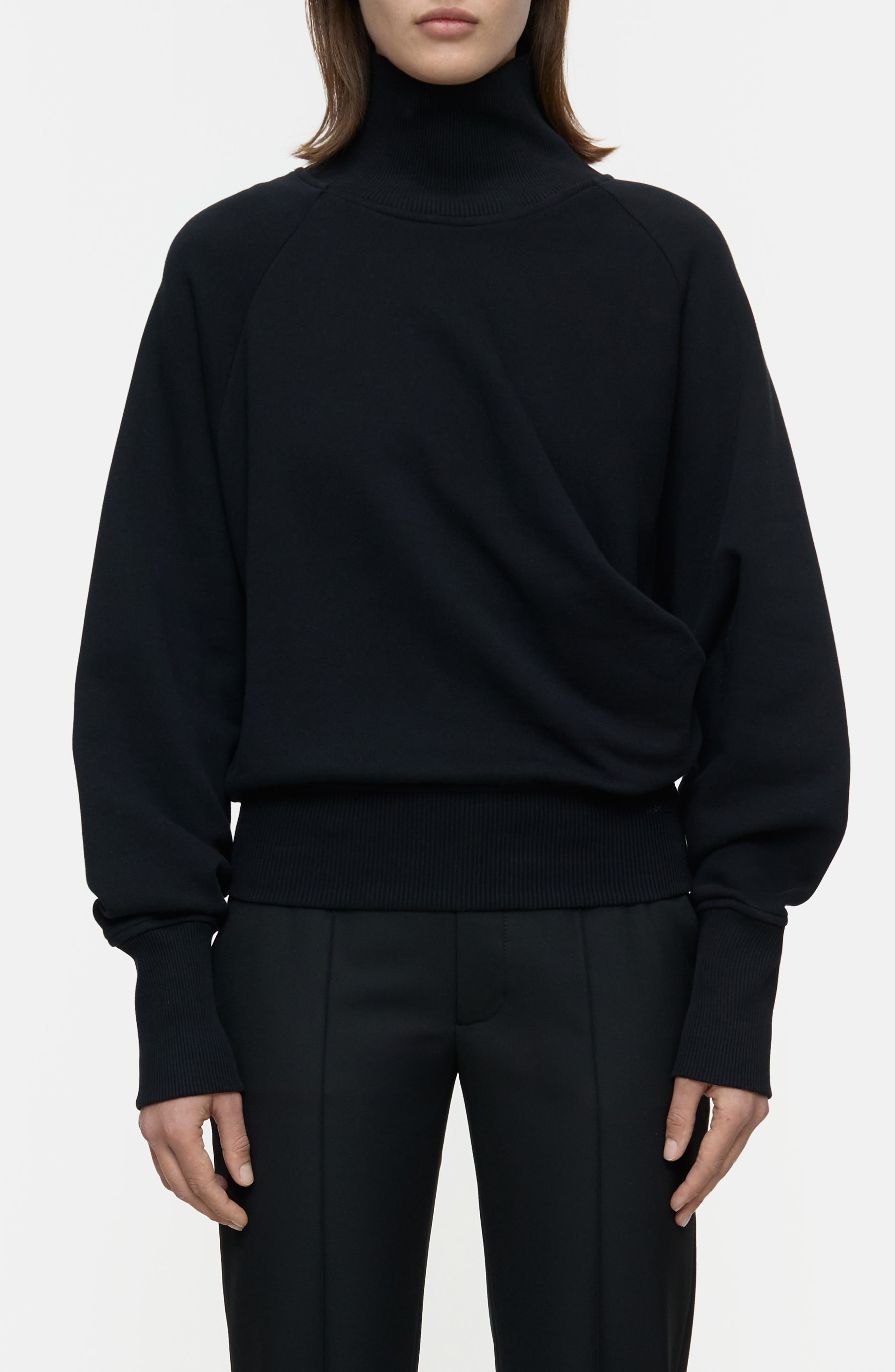 Closed Draped Turtleneck Organic Cotton Sweatshirt