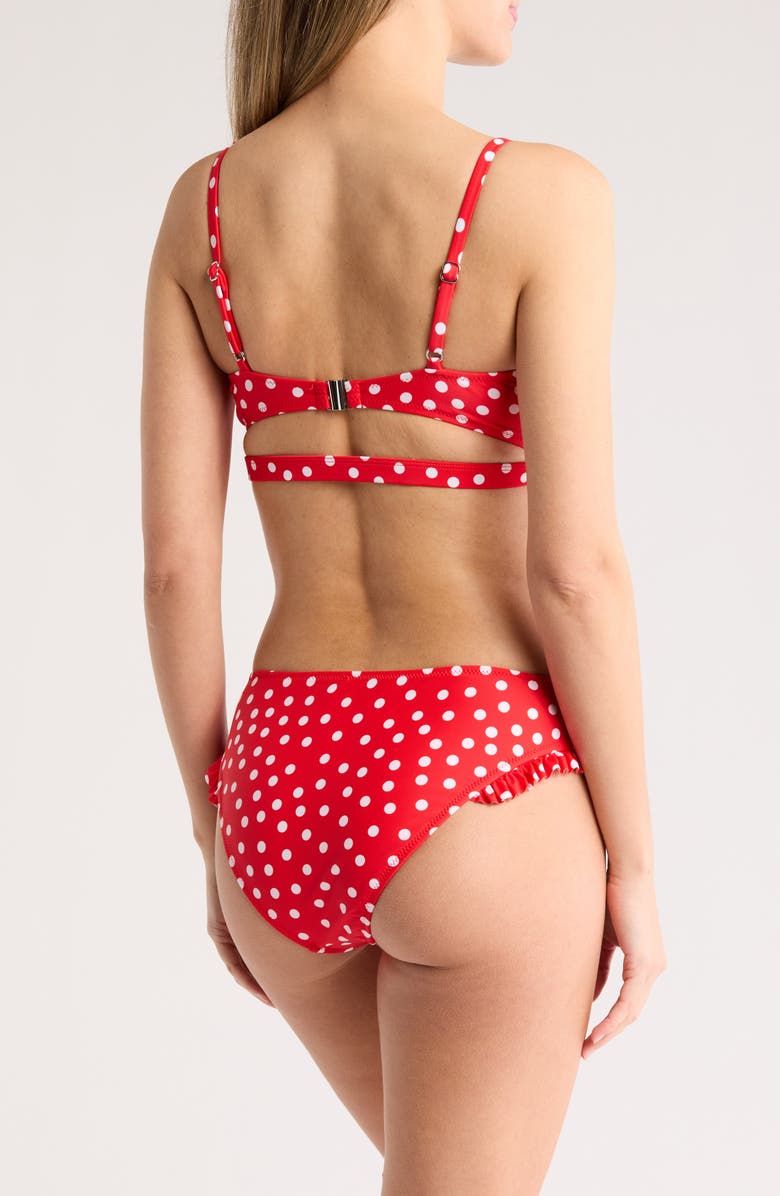 Cupshe Polka Dot Cutout Bikini Top & Ruffled Bottoms Set, Alternate, color,