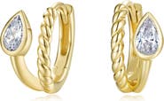 Lafonn Tessa Bypass Pear-Cut Simulated Diamond Huggie Hoop Earrings