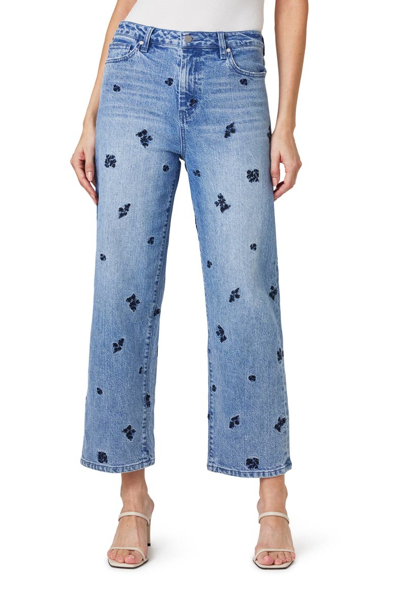 Peyton Embroidery Wide Leg Ankle Jeans, Main, color, SEAFARER