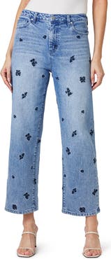 Habitual Peyton Embroidery Wide Leg Ankle Jeans