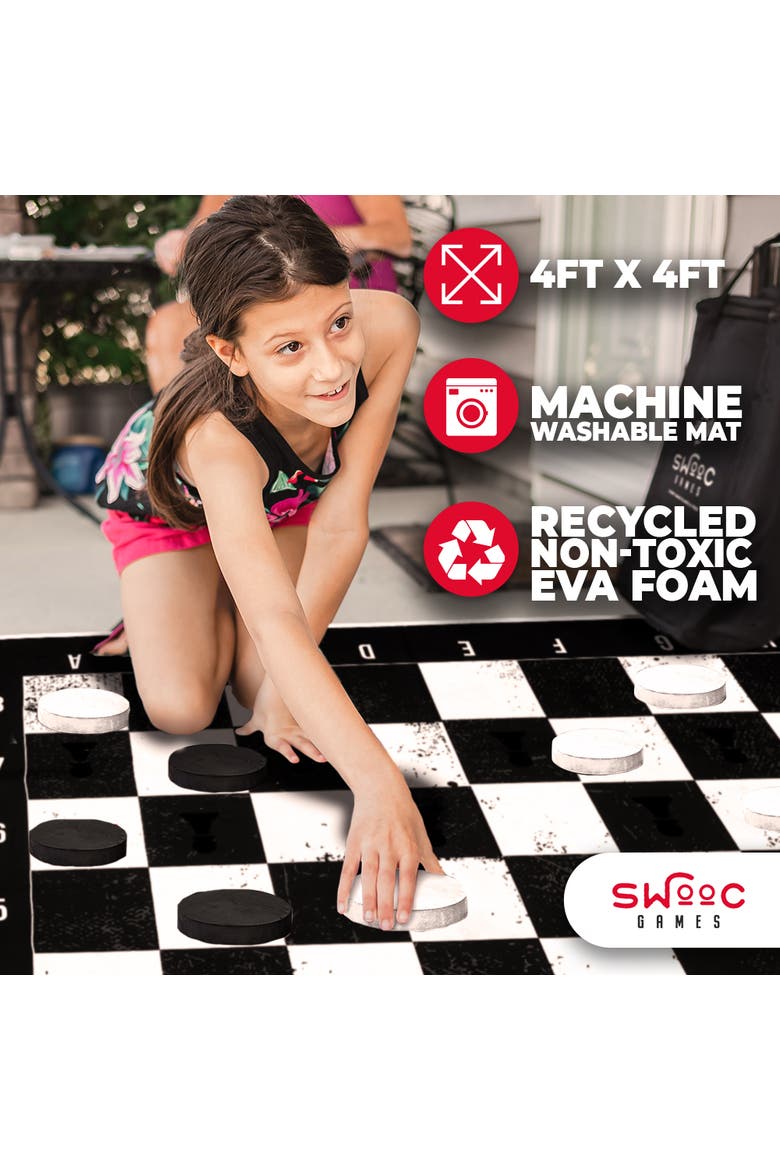 Giant Checkers, Chess, & Chess Tac Toe Game, Alternate, color, Black, White