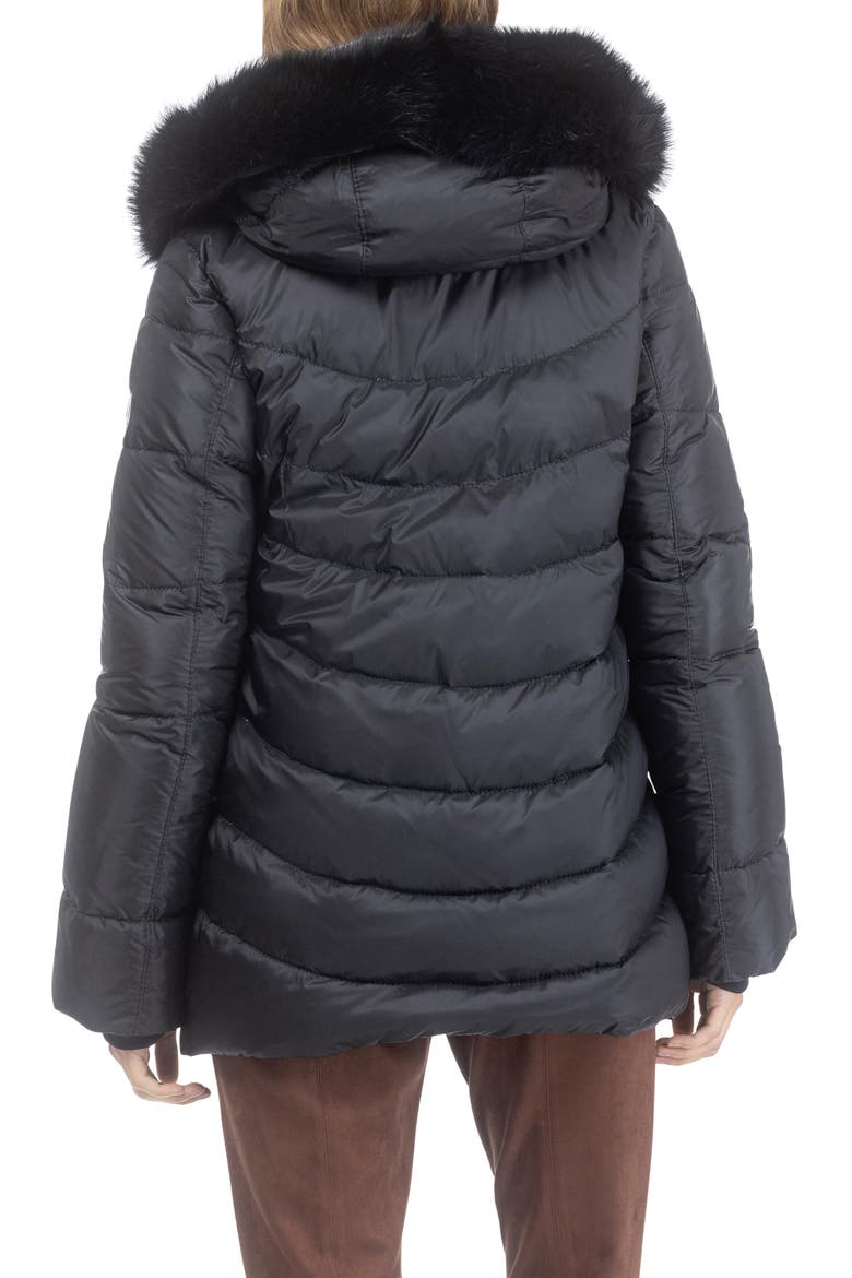 Apres-Ski Mid Jacket With Detachable Genuine Shearling Hood Trim, Alternate, color, BLACK/BLACK