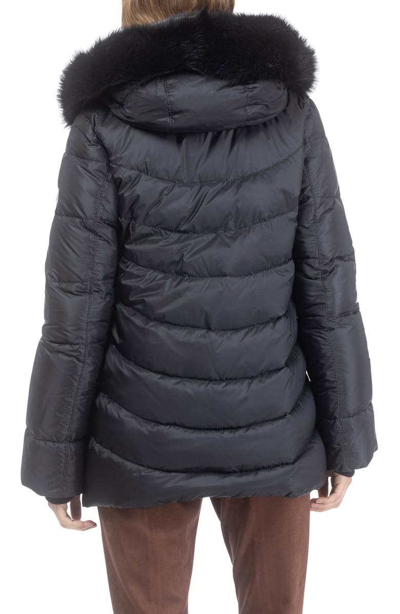 GORSKI Apres-Ski Mid Jacket With Detachable Genuine Shearling Hood Trim, Alternate, color, Black/Black