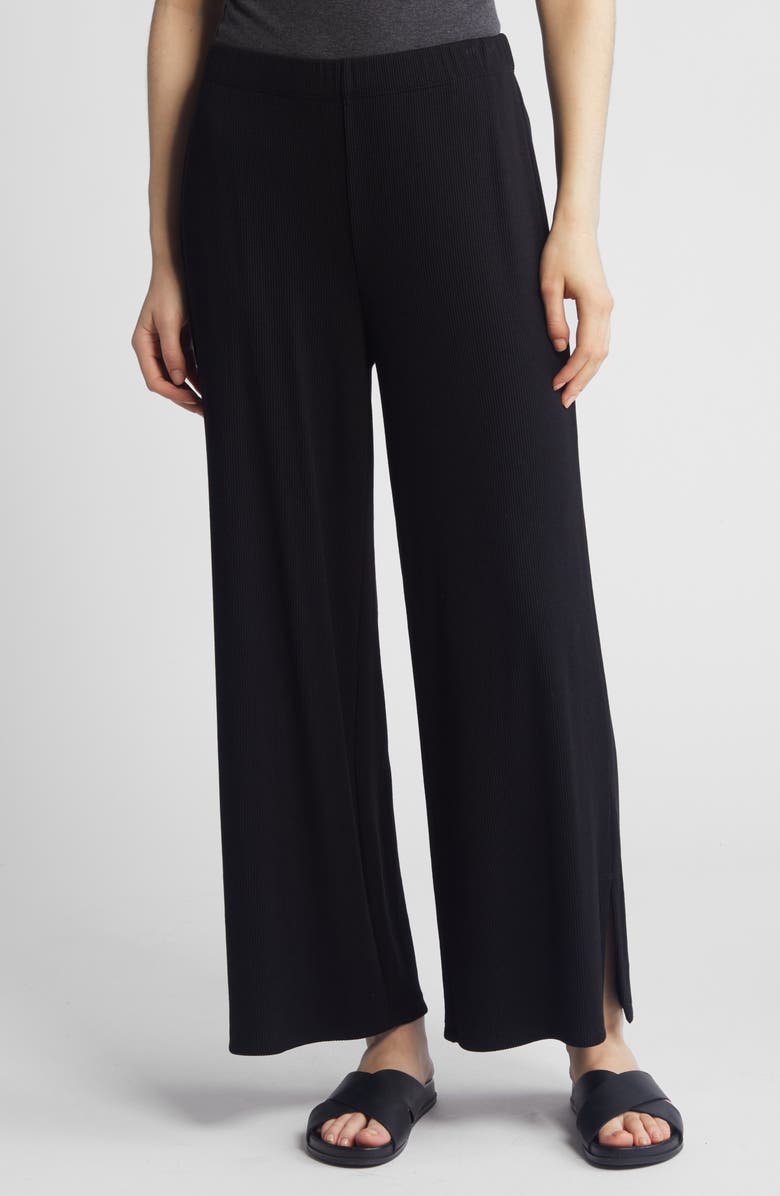 Eileen Fisher Rib Wide Leg Ankle Pants, Main, color, 