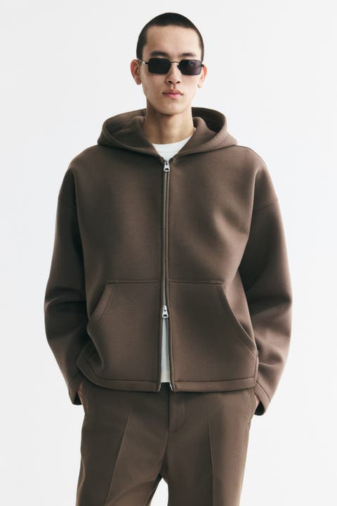 Oversized Scuba Knit Hooded Jacket