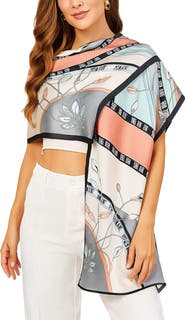 SILKSILKY Mulberry Silk Printed Rectangular Long Shawl Scarf