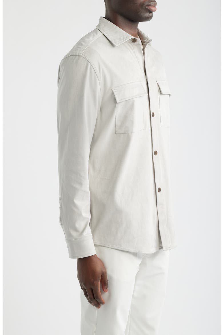 Stretch Faux Microsuede Shirt Jacket, Alternate, color, CEMENT