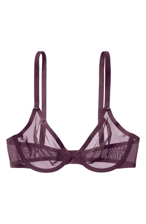 Cuup The Plunge Underwire Sheer Mesh Bra In Cosmos