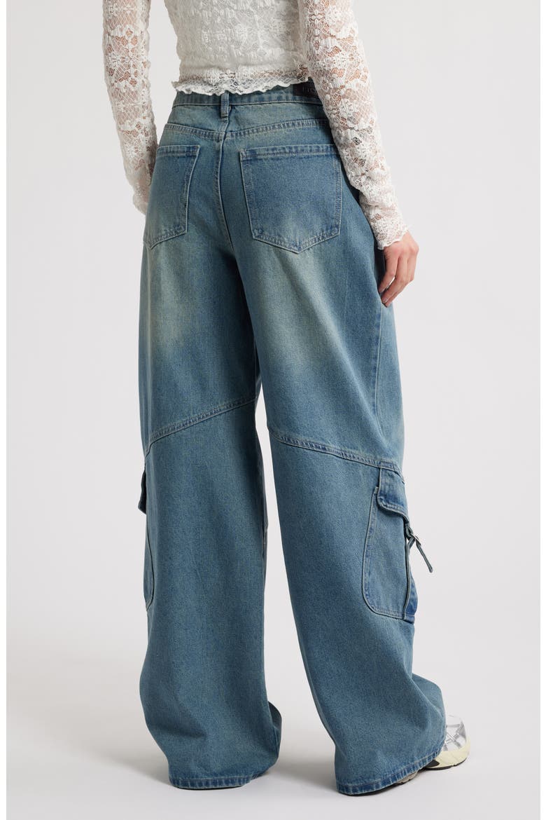 High Waist Baggy Cargo Jeans, Alternate, color, INDIGO
