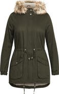 City Chic Explorer Parka with Faux Shearling Lining