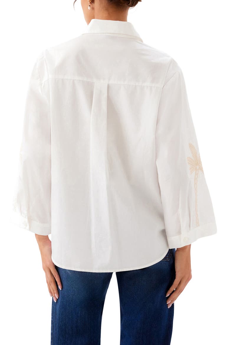 Embroidered Palm Tree Cotton T-Shirt, Alternate, color, OFF WHITE