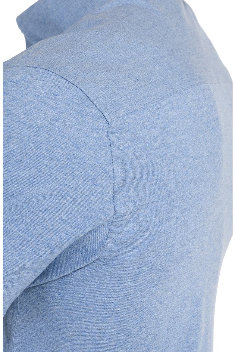 Reworked Slim Fit Solid Short Sleeve Cotton Button-Down Shirt, Alternate, color, BLUE
